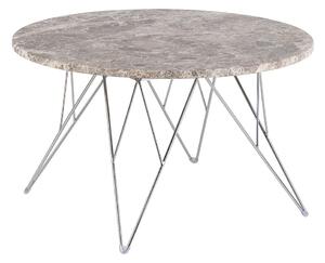 Patoka Grey Brown Marble Coffee Table With Chrome Frame