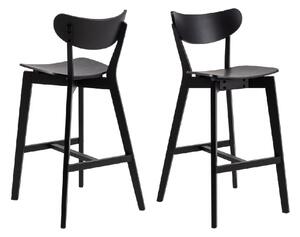 Riga Black Wooden Bar Stools In Pair