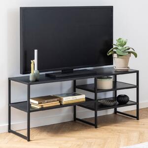 Sparks Wooden TV Stand With 3 Shelves In Ash Black