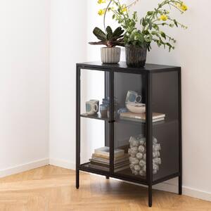 Napa Metal Display Cabinet With 2 Doors Wide In Matt Black