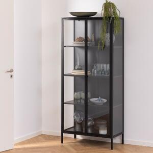 Napa Metal Display Cabinet With 2 Doors Tall In Matt Black