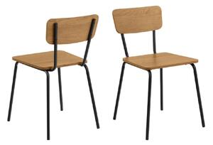 Paoli Oak Wooden Dining Chairs With Black Legs In Pair