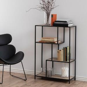 Sparks Wooden Bookcase With 3 Shelves In Oak And Black