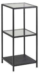 Sparks Clear Glass Bookcase With 2 Shelves And Black Metal Frame