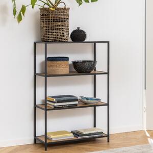 Sparks Wooden Bookcase With 3 Shelves In Oak And Matt Black