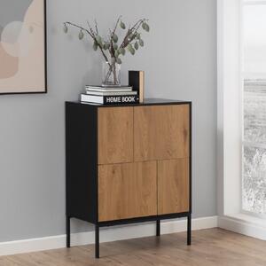 Sparks Wooden Storage Cabinet With 4 Doors In Oak And Black