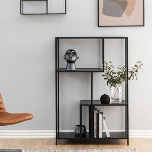 Sparks Wooden Bookcase With 3 Shelves In Ash Black