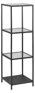 Sparks Clear Glass Bookcase With 3 Shelves And Black Metal Frame