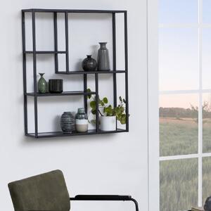 Sparks Wooden Wall Shelf With 4 Shelves In Black