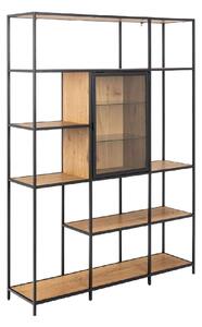 Sparks Wooden Bookcase With 1 Door 7 Shelves In Oak And Black