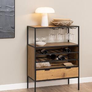 Sparks Wooden Drinks Cabinet With 1 Drawer In Oak And Black