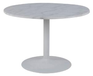 Tama White Marble Dining Table Round In Metal Base