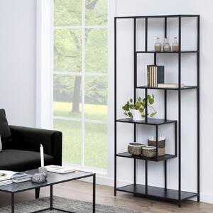 Sparks Wooden Bookcase Tall With 5 Shelves In Ash Black