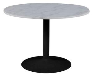 Tama White Marble Dining Table Round In Black Metal Base