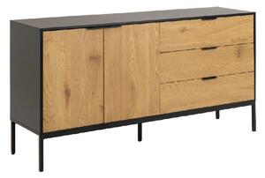 Sparks Wooden Sideboard With 2 Doors 3 Drawers In Oak And Black