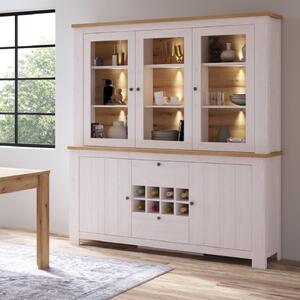 Clinton Wooden Display Cabinet With 5 Doors In White And Oak