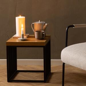 Seattle Wooden Side Table With Black Metal Frame In Oak