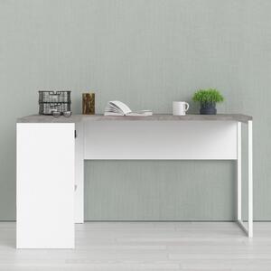 Frosk Wooden Corner Laptop Desk With 2 Drawers In White And Grey