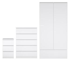 Nakou Wooden Bedroom Set With 2 Doors Wardrobe In White