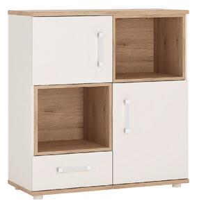 Kast Wooden Storage Cabinet In White High Gloss And Oak