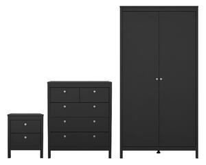 Macron Wooden Bedroom Set With 2 Door Wardrobe In Black