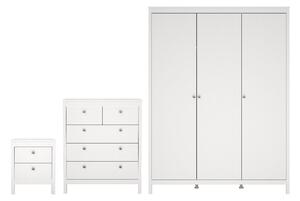 Macron Wooden Bedroom Set With 3 Door Wardrobe In White