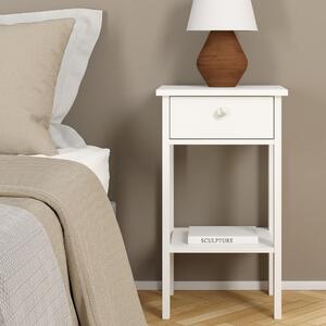 Macron Wooden Bedside Cabinet With 1 Drawer In White