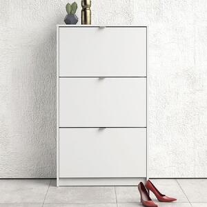 Shovy Wooden Shoe Cabinet With 3 Flip Doors In White