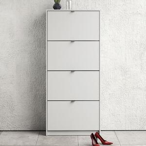 Shovy Wooden Shoe Cabinet With 4 Flip Doors In White