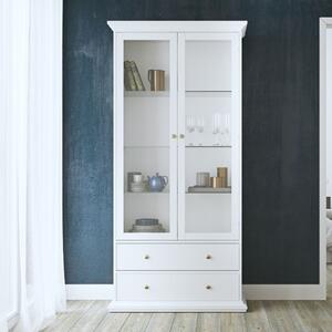 Parayo Wooden Display Cabinet With 2 Doors 2 Drawers In White