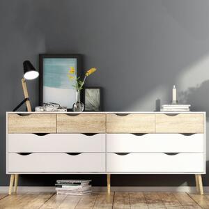 Okla Wooden Chest Of 8 Drawers In White And Oak