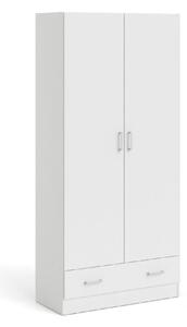 Scalia Wooden Wardrobe With 2 Doors 1 Drawer In White