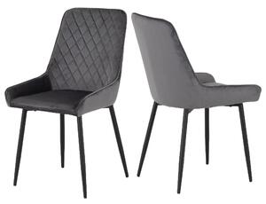 Avah Grey Velvet Dining Chairs With Black Legs In Pair