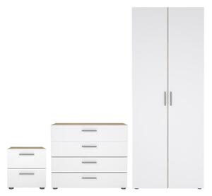 Perkin Wooden Furniture Set With 2 Doors Wardrobe In White