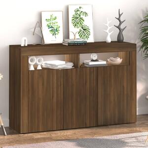 Brea Wooden Storage Cabinet In Brown Oak With LED Lights