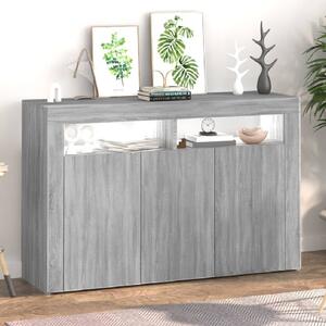 Brea Wooden Storage Cabinet In Grey Sonoma With LED Lights