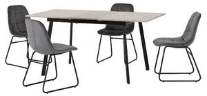 Avah Extending Concrete Dining Table With 4 Lyster Grey Chairs