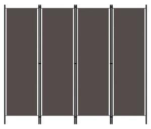 Celina Fabric 4 Panels 200cm x 180cm Room Divider In Anthracite