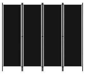 Celina Fabric 4 Panels 200cm x 180cm Room Divider In Black