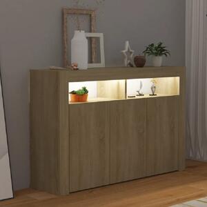 Brea Wooden Storage Cabinet In Sonoma Oak With LED Lights