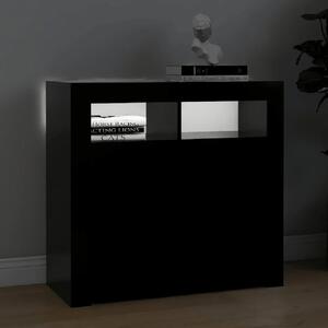 Aurther Wooden Storage Cabinet In Black With LED Lights