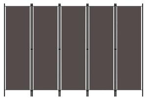 Celina Fabric 5 Panels 250cm x 180cm Room Divider In Anthracite