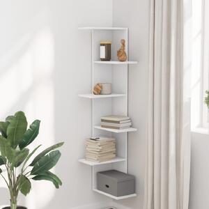 Ravena Wooden Corner Wall Shelf With 5 Shelves In White