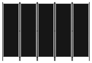 Celina Fabric 5 Panels 250cm x 180cm Room Divider In Black