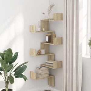 Ruston Wooden Corner Wall Shelf With 6 Shelves In Sonoma Oak