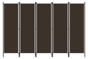 Celina Fabric 5 Panels 250cm x 180cm Room Divider In Brown