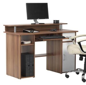 Aberdare Wooden Laptop Desk With 1 Door In Walnut And White