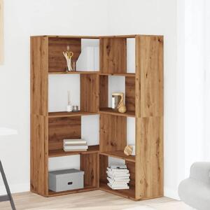 Quincy Wooden Cornor Bookcase With 8 Shelves In Oak