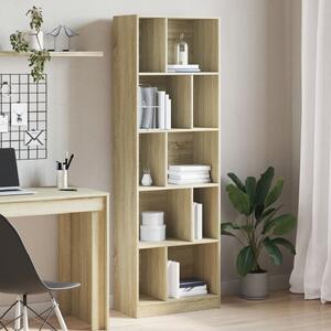 Guelph Wooden Bookcase With 10 Shelves In Sonoma Oak