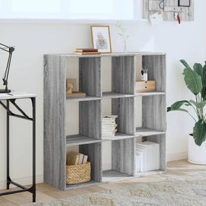 Gilford Wooden Bookcase With 9 Compartments In Grey Sonoma